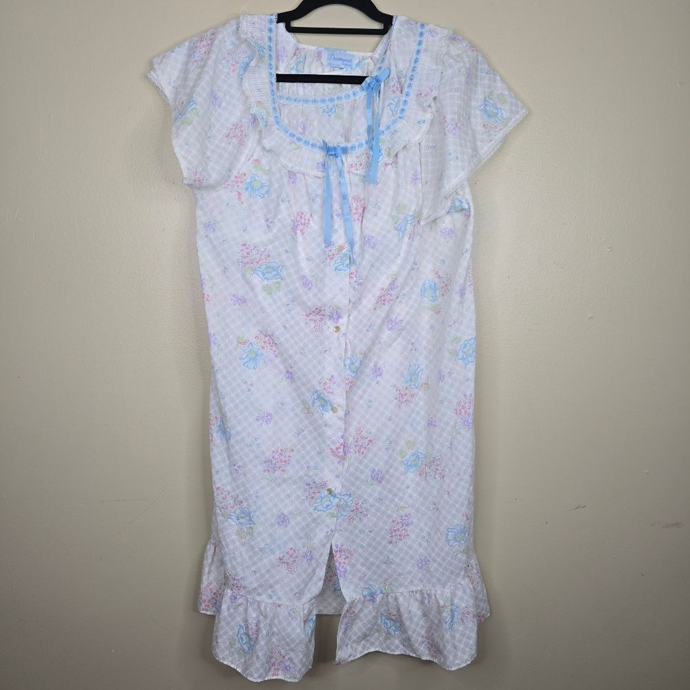 Dreamwear vintage floral cotton robe & night gown size S/M